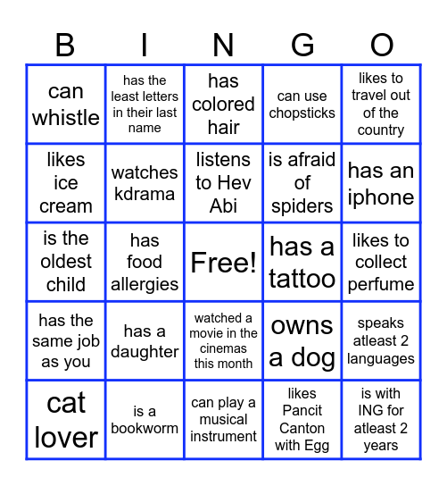 SOMEONE WHO.... Bingo Card