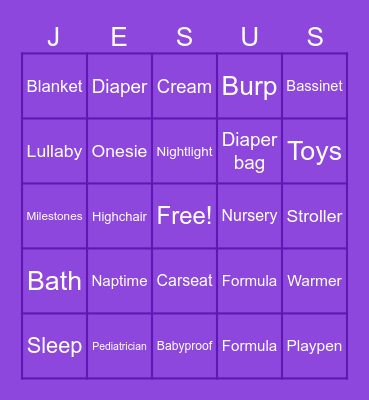 Baby Malkiyah Bingo Card