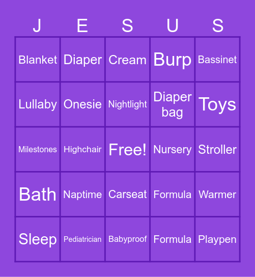 Baby Malkiyah Bingo Card