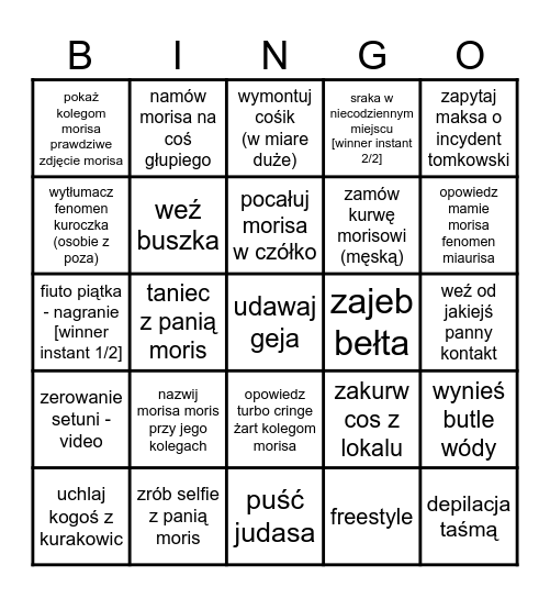bingo morisowskie Bingo Card