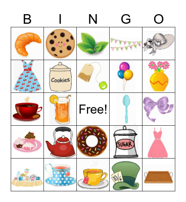 Tea Party Bingo Card