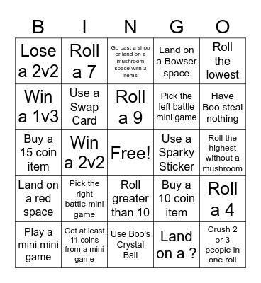 Mario Party 4 Bingo Card