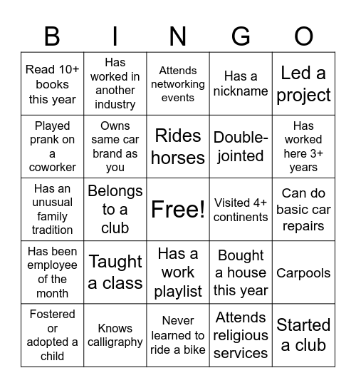 Icebreaker BINGO Card