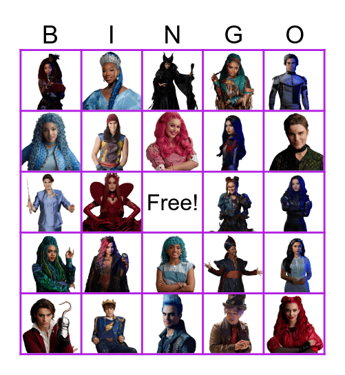 Descendants Bingo Card