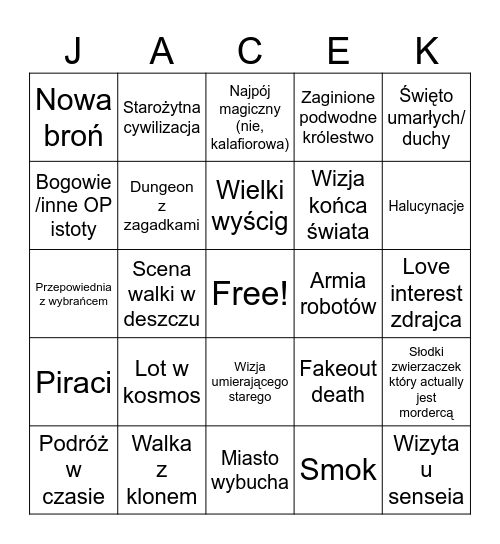 Samuraj Jacek BINGO Card