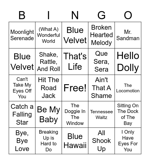 Music Bingo Card