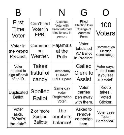 ELECTION BINGO! Bingo Card