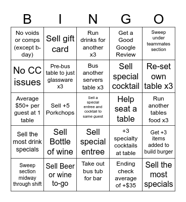 Bingo for July 26th Bingo Card