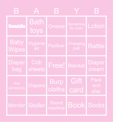 WHat did baby bet Bingo Card