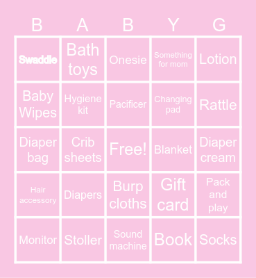 What Did Baby G get!? Bingo Card