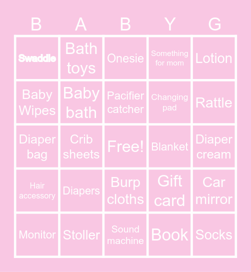 What Did Baby G get!? Bingo Card