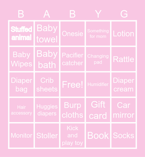 What Did Baby G get!? Bingo Card