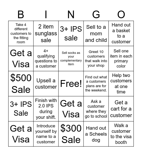 Softlines Bingo (one square per customer) Bingo Card