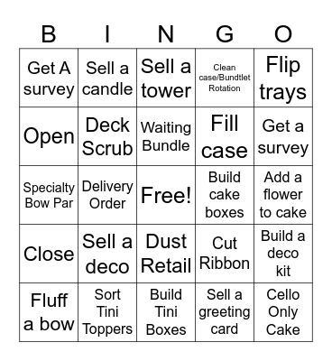 FOH Bingo Card