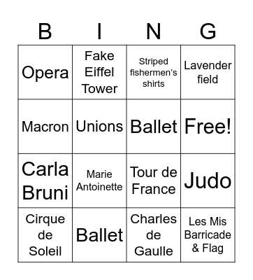 2024 Olympic Ceremony Bingo Card