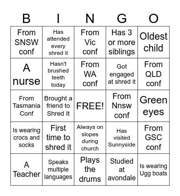 Shred it Bingo Card