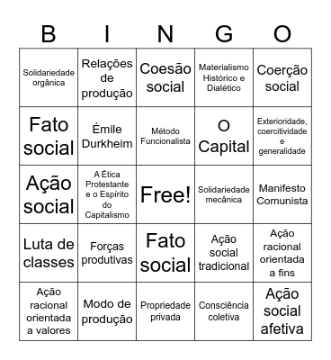 CLÁSSICOS DA SOCIAL Bingo Card