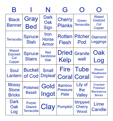 MINECRAFT BINGO Card