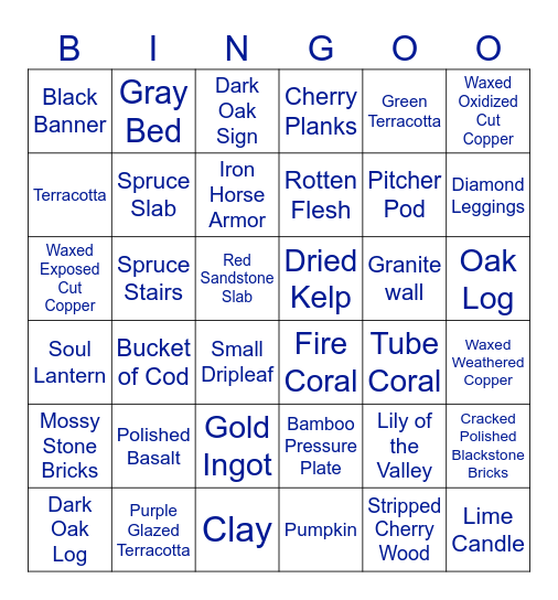 MINECRAFT BINGO Card