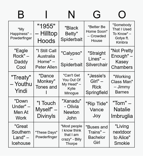 Music Bingo 28.07.24 #2 Bingo Card