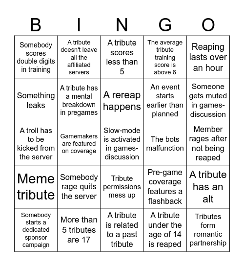 16th Bingo Card