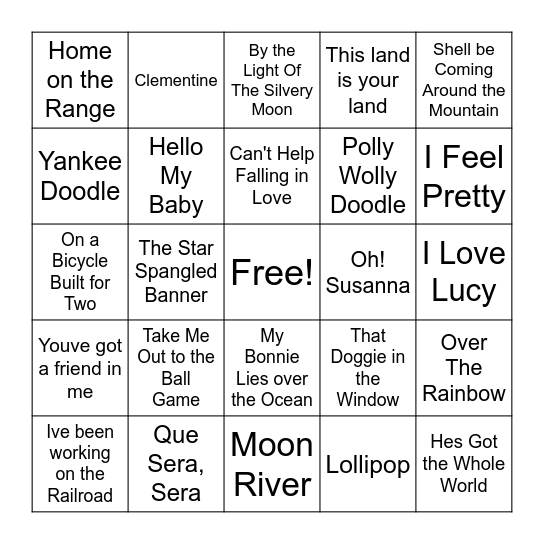 Musical Bingo! Bingo Card