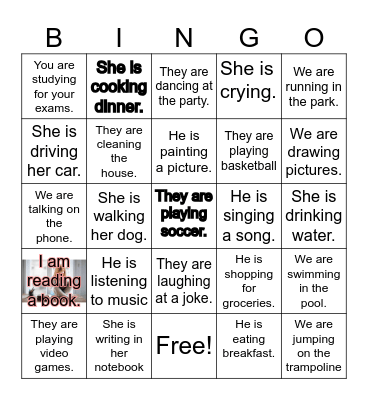 Simple Present continuous tense Bingo Card