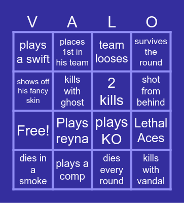 Valorant Bingo Card