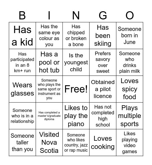 Nathalie's 50th Bingo Card