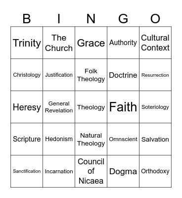Theology Bingo Card