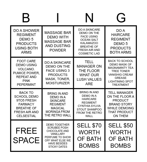 DYNAMIC DEMO CONTEST Bingo Card