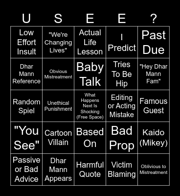 Dhar Mann Bingo Card