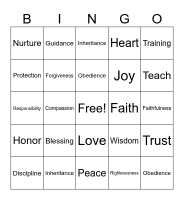 Children & The Bible Bingo Card