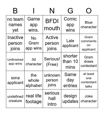 Serious Hall Bingo Card