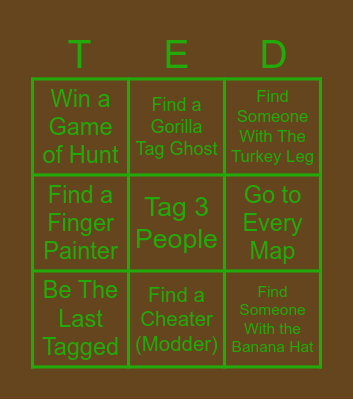 Gorilla Tag BINGO Card