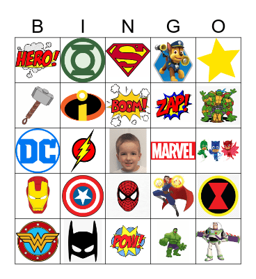 Superhero Bingo Card