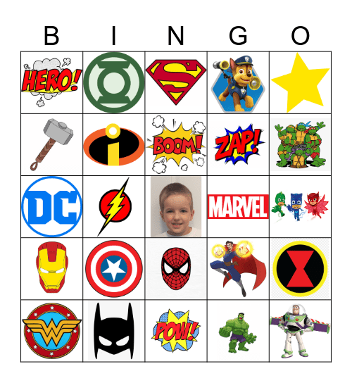 Superhero Bingo Card