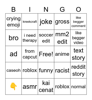 brainrot Bingo Card