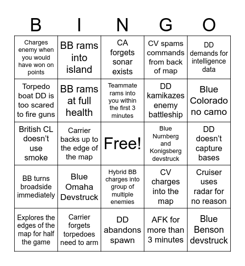 Dumb Teammate Bingo! Bingo Card