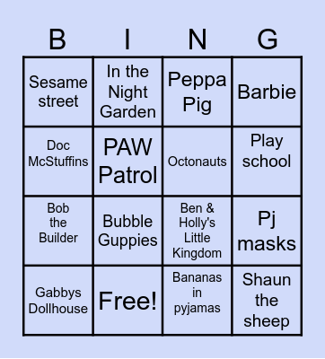 TV SHOWS Bingo Card