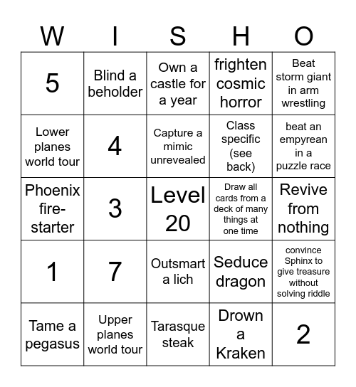 DND BINGO Card