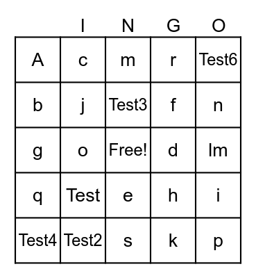 FGO Ani test Bingo Card