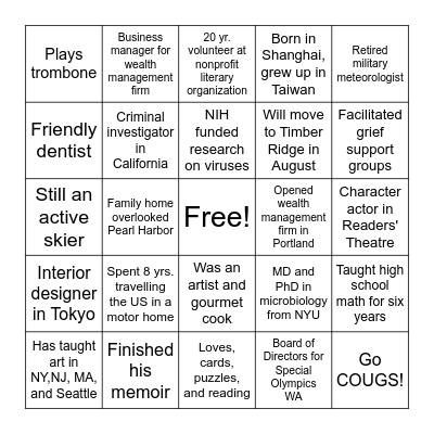 Sixth Floor Bingo Card