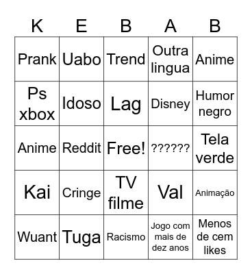 Yy bingo Card