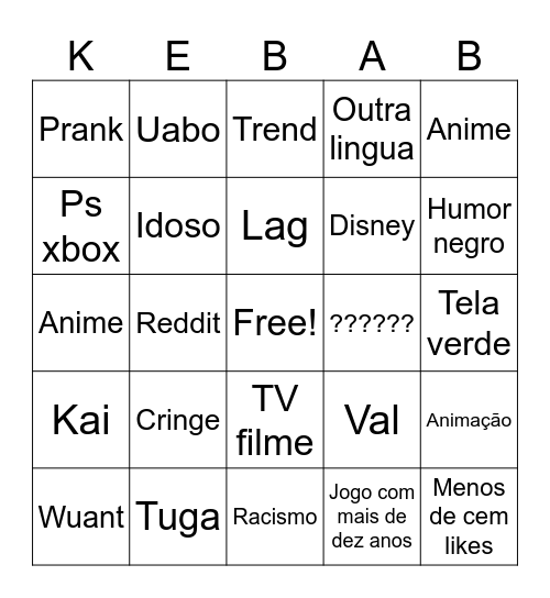 Yy bingo Card