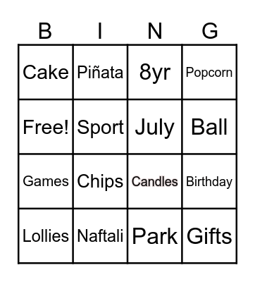 Birthday bingo Card