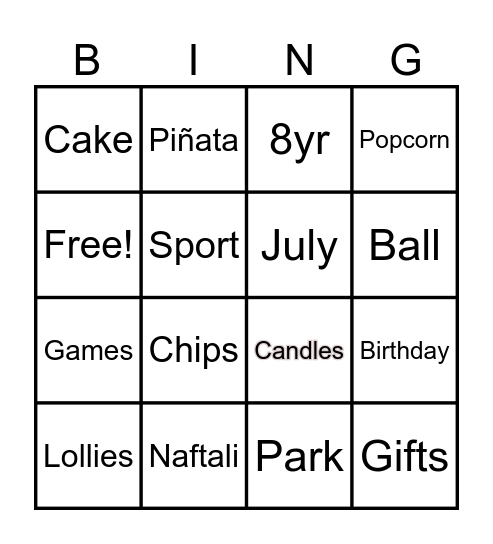 Birthday bingo Card