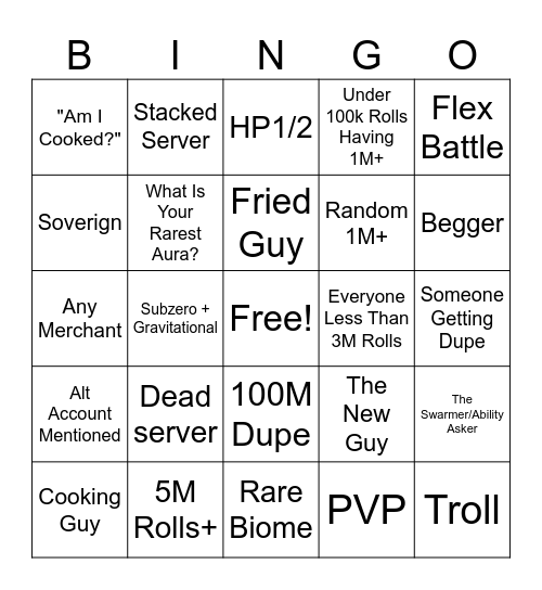 The Sol's Rng Bingo Card