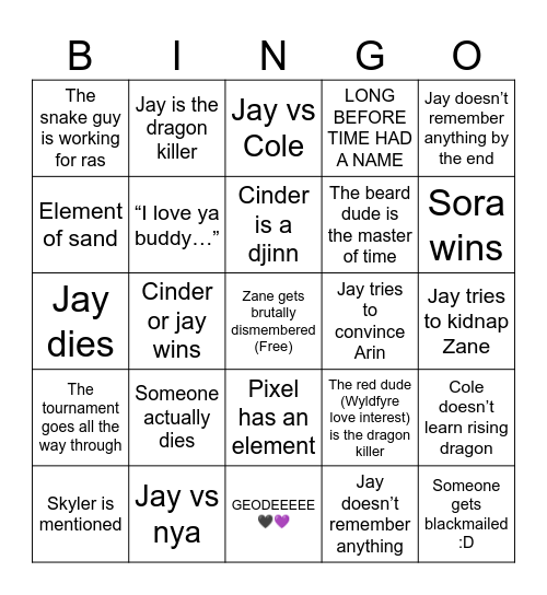 DR PART 2 BINGOOOOOO Bingo Card