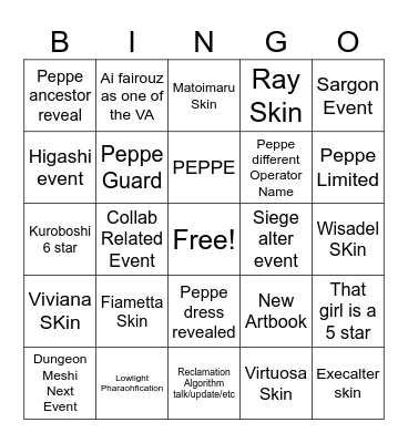 summer 2024 Bingo Card